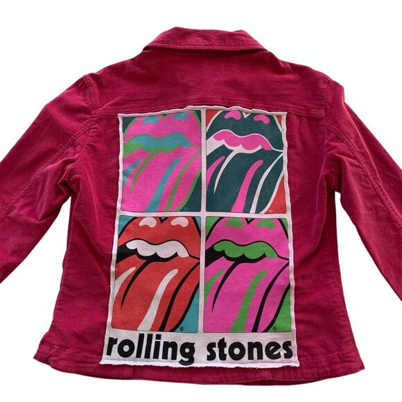 Via Penny Lane Reworked Apparel | The Rolling Stones Pink Corduroy Jacket Small - Picture 2 of 7